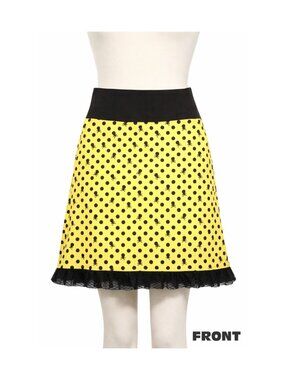Yellow Polka Dot Skull Pixie Skirt Cute Retro Alt Goth Punk Women's Apparel NWT